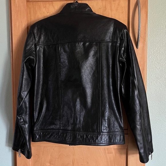 Black Leather Jacket Satin Lined Like New Women's Small - Picture 2 of 15